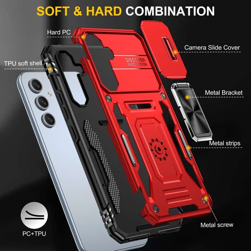 For Samsung Galaxy A54 Armor PC + TPU Camera Shield Phone Case(Red)