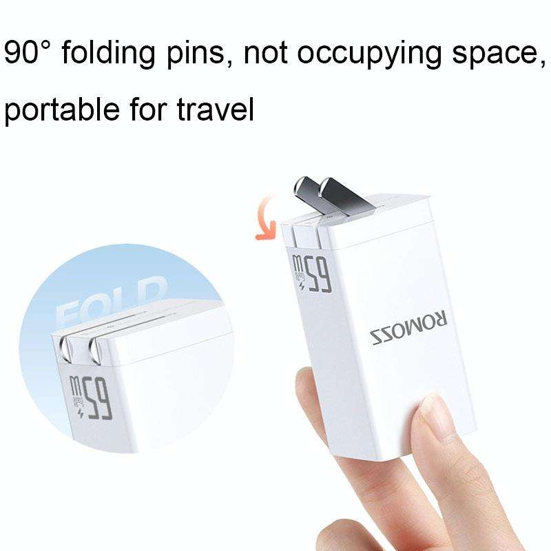 65W ROMOSS AC65H USB+Type-C/USB-C 65W Multifunctional Foldable GaN Charger, CN Plug