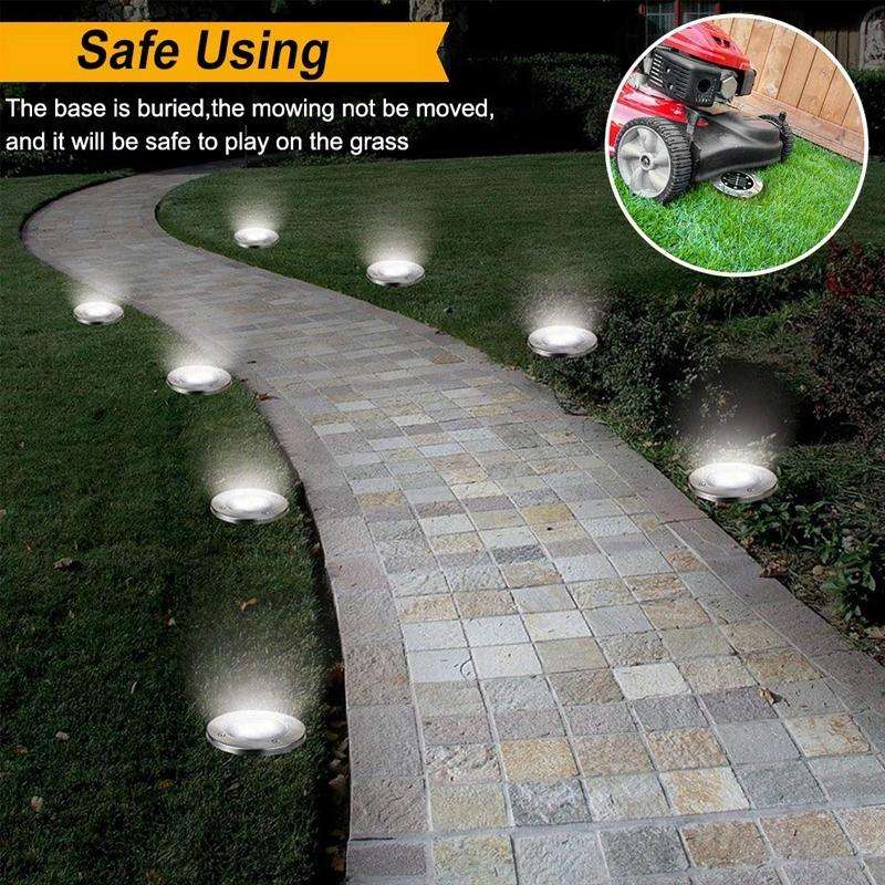 2 PCS 10 LEDs Solar Powered Buried Light Under Ground Lamp IP65 Waterproof Outdoor Garden Street ...