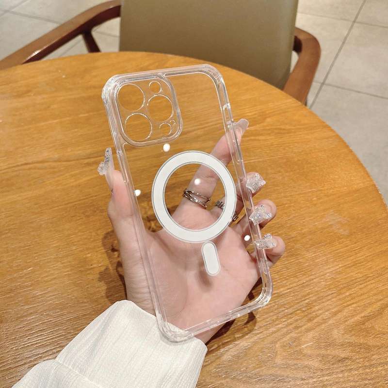 For iPhone 15 Pro Fine Hole MagSafe Magnetic Clear Acrylic TPU Case(Transparent)