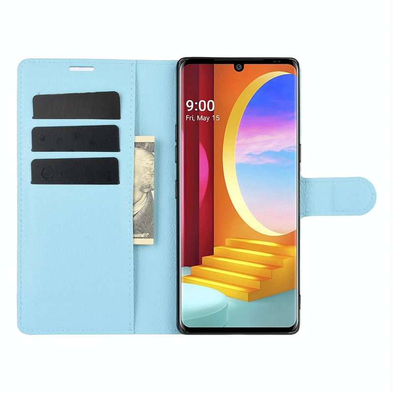 For LG Velvet Litchi Texture Horizontal Flip Protective Case with Holder & Card Slots & Wallet(Blue)