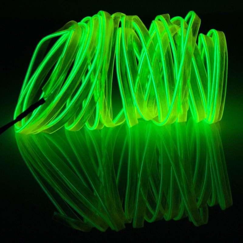 EL Cold Fluorescent Green Light Waterproof Flat Flexible Car Strip Light with Driver for Car Deco...