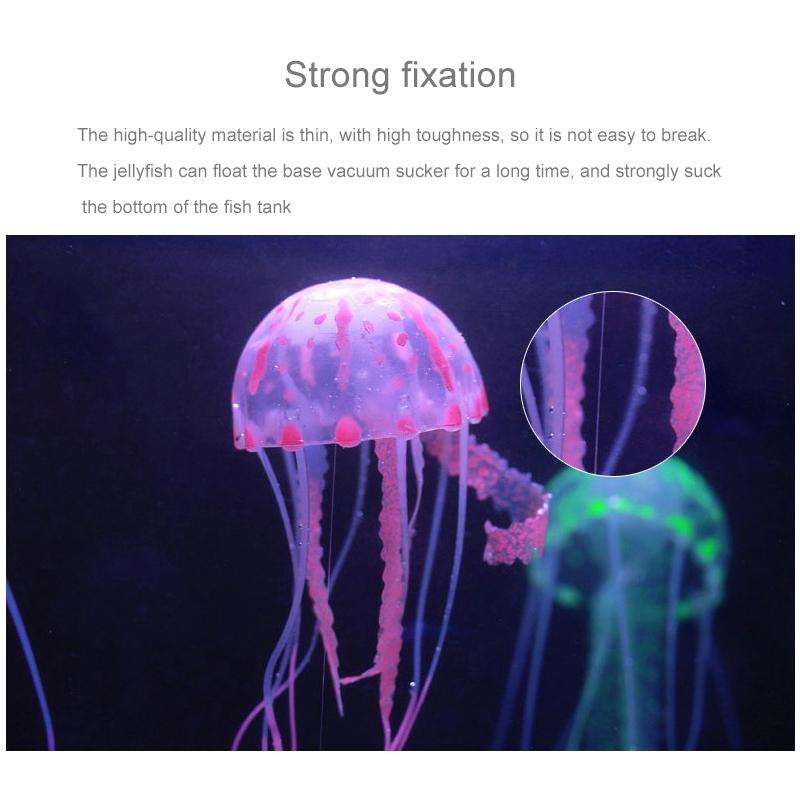 3 PCS Aquarium Articles Decoration Silicone Simulation Fluorescent Sucker Jellyfish, Size: 10*23c...