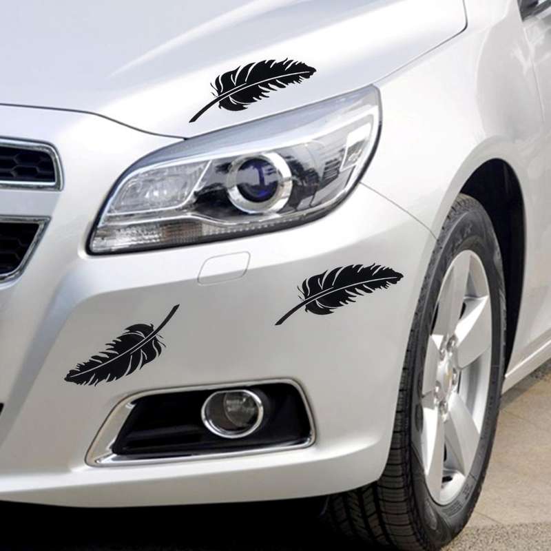 10 PCS Emblem Feather Car Stickers Waterproof Plastic Decal Sticker(Black)