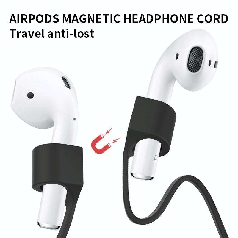 For AirPods Pro 2 Bluetooth Headset Anti-lost Rope Magnetic Silicone Lanyard(Black)