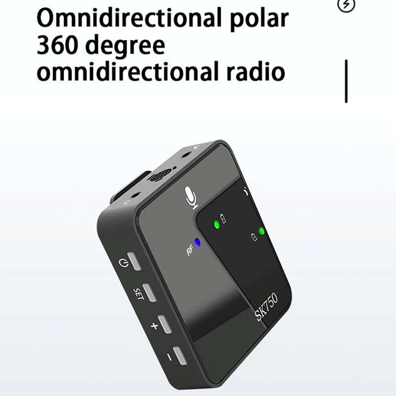 SK750 Type-C Charging One for One Wireless Lavalier Mini Microphone(Black)