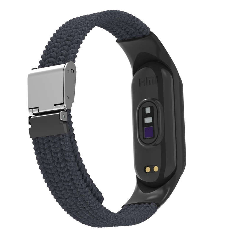 For Xiaomi Mi Band 7 Adjustable Nylon Braided Integrated Watch Band(Charcoal)