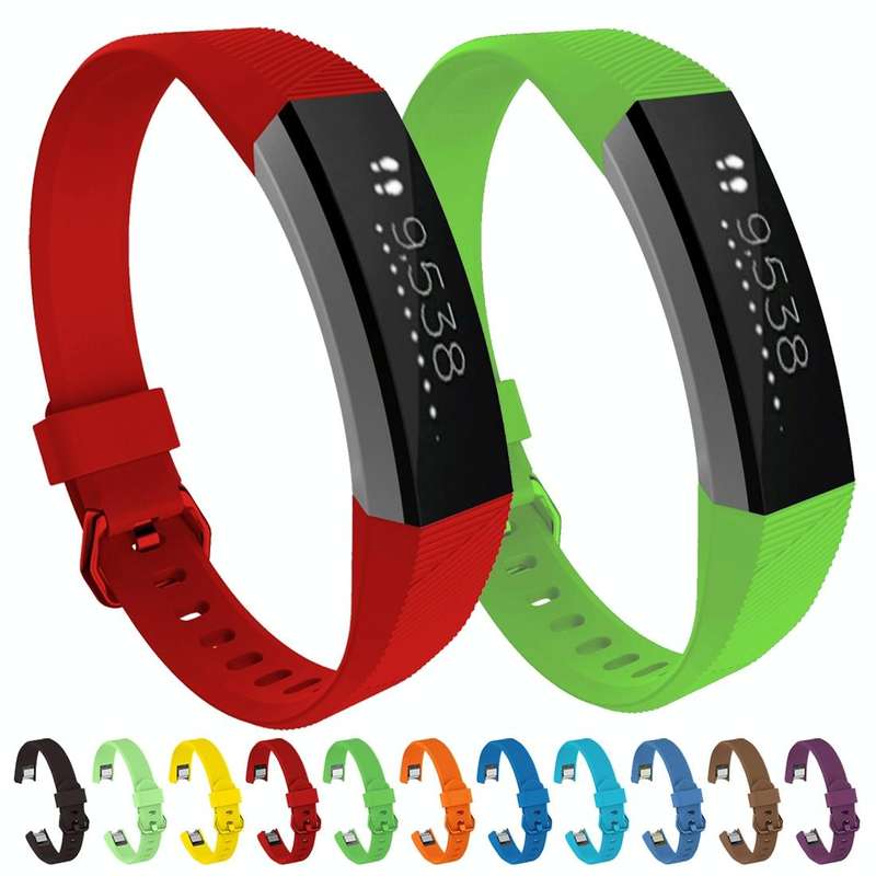 Solid Color Silicone Watch Band for FITBIT Alta / HR(Rose Red)
