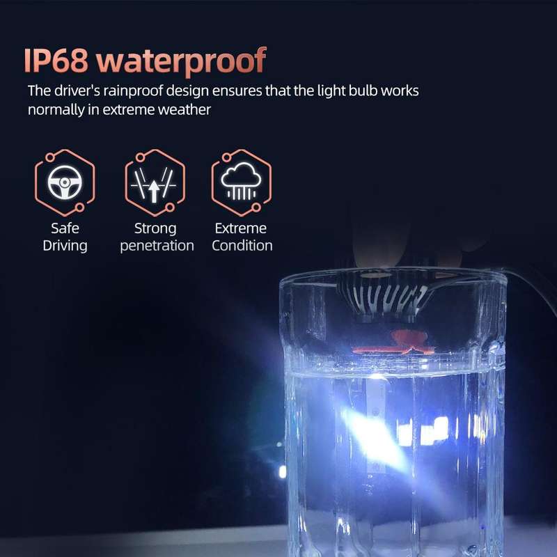 F2 H7 2 PCS DC9-36V / 25W / 6000K / 2500LM IP68 Waterproof Car LED Headlight(Cold White Light)