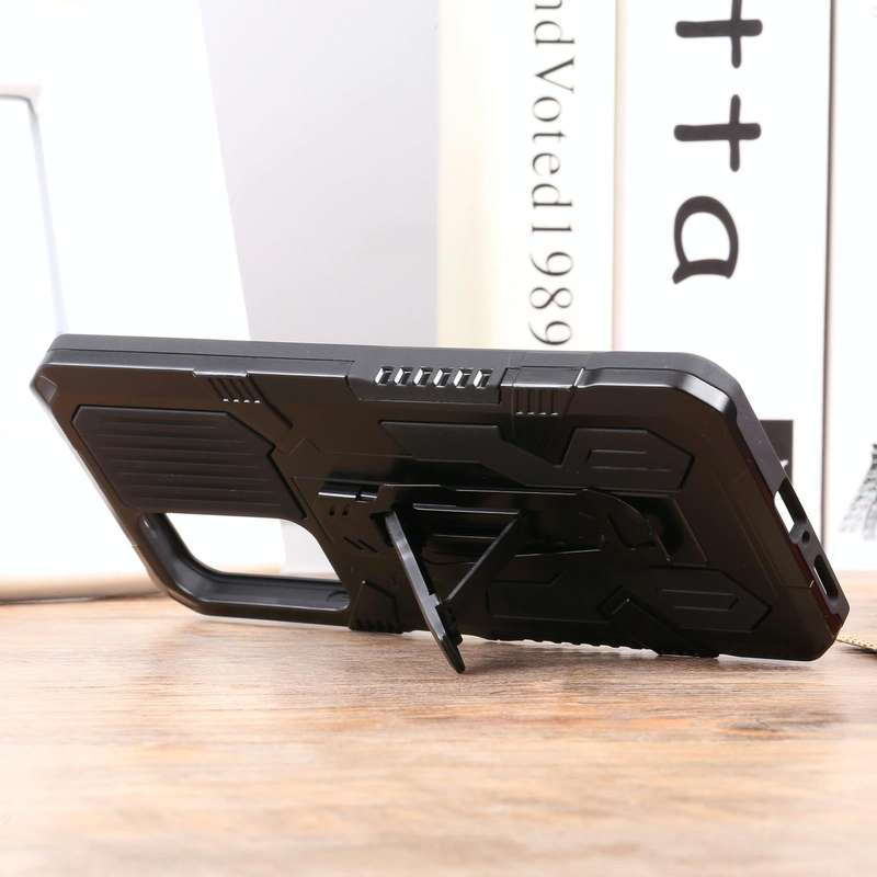 For Xiaomi Redmi Note 11 Pro Global Lanyard Mecha Armor Kickstand PC + TPU Phone Case(Black)