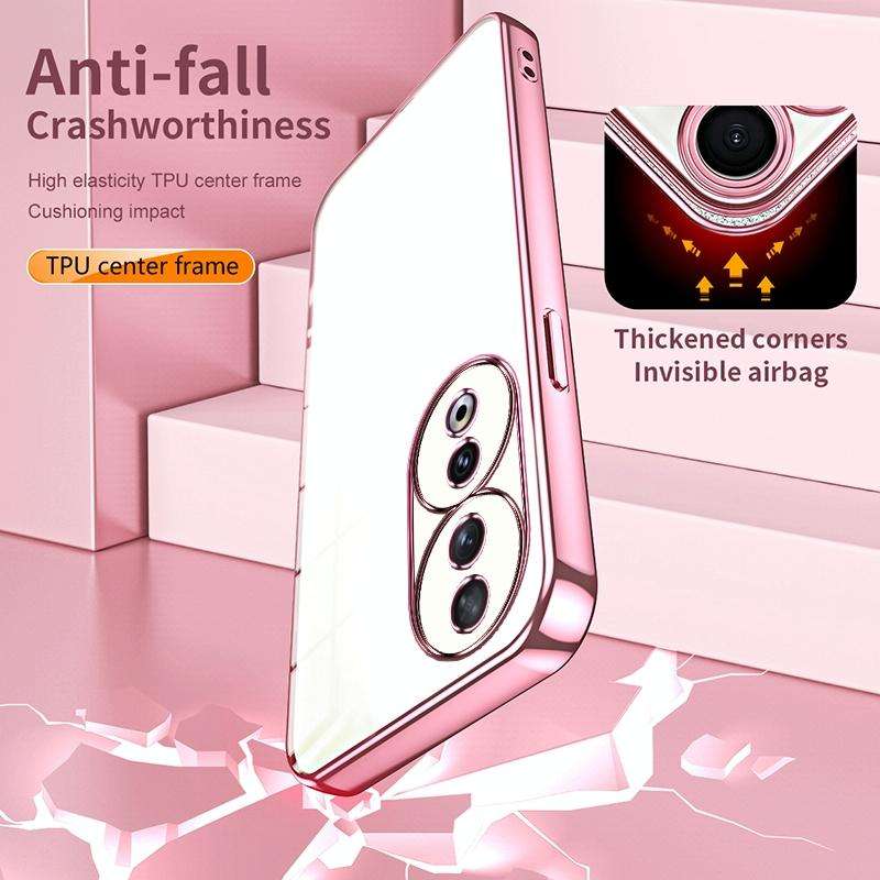 For Honor 90 Transparent Plating Fine Hole Phone Case(Pink)