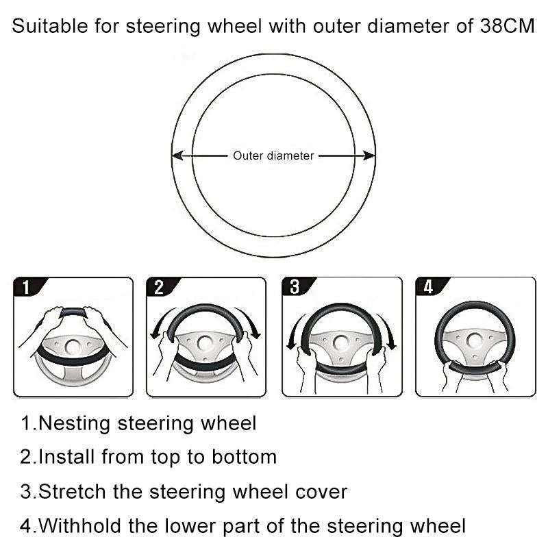 Universal Car Genuine Leather Pinhole Steering Wheel Cover, Diameter: 38cm(Grey)