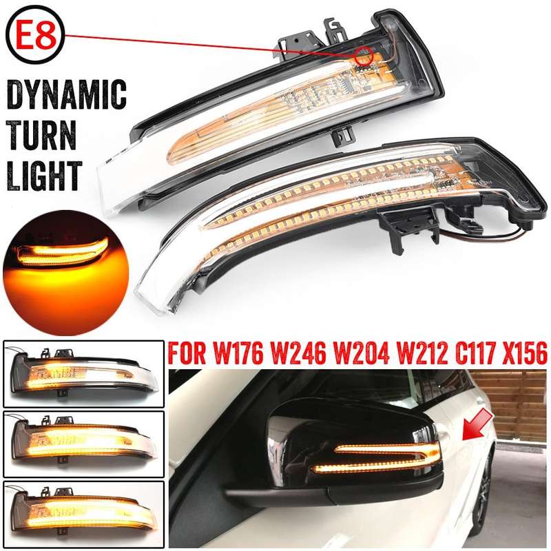1 Pair For Mercedes-Benz A Class W176 2013-2017 Car Dynamic LED Turn Signal Light Rearview Mirror...