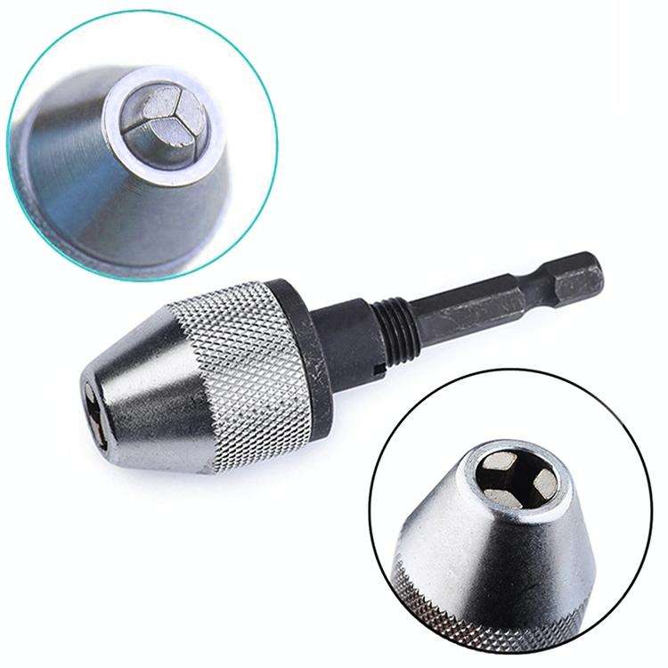 Hex Shank Mini Drill Chuck Conversion Three Jaw Chuck Power Tool, Model:Hex Shank Black Chuck (0....