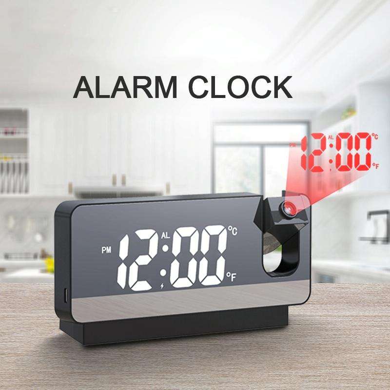 S282 Multifunctional Silent Electronic Digital Projection Clock(White Shell White Light)