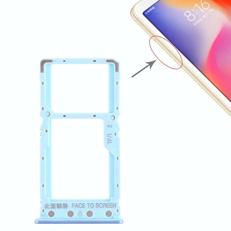 SIM Card Tray + SIM Card Tray / Micro SD Card Tray for Xiaomi Redmi 6 / Redmi 6A(Blue)