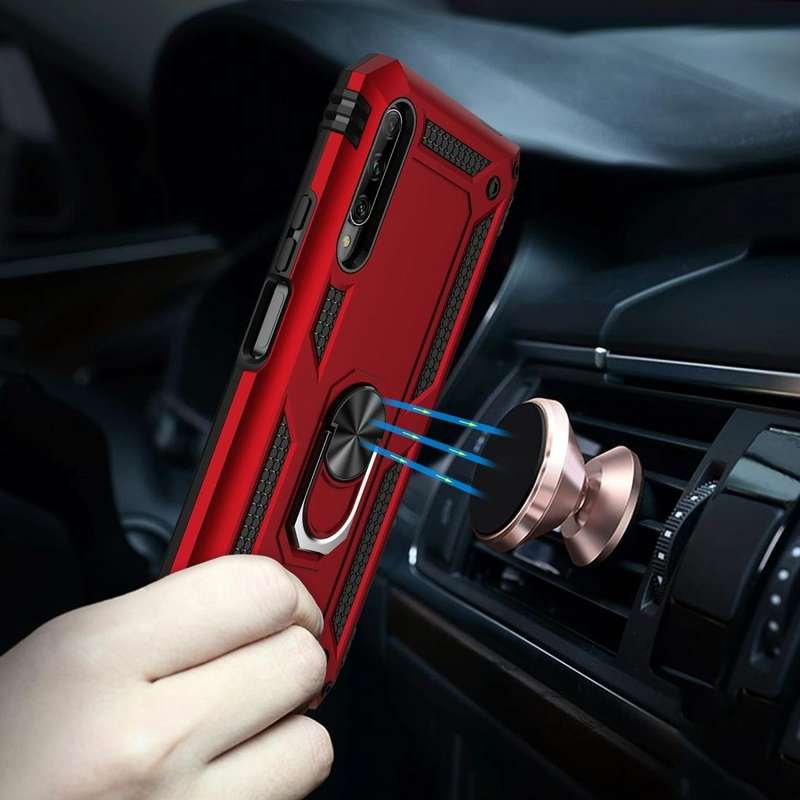 For Huawei Y9s Shockproof TPU + PC Protective Case with 360 Degree Rotating Holder(Red)