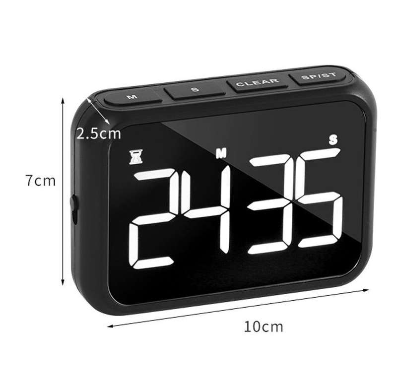 Rechargeable Large Screen LCD Electronic Timing Reminder Alarm Clock Kitchen Baking Timer(Black)