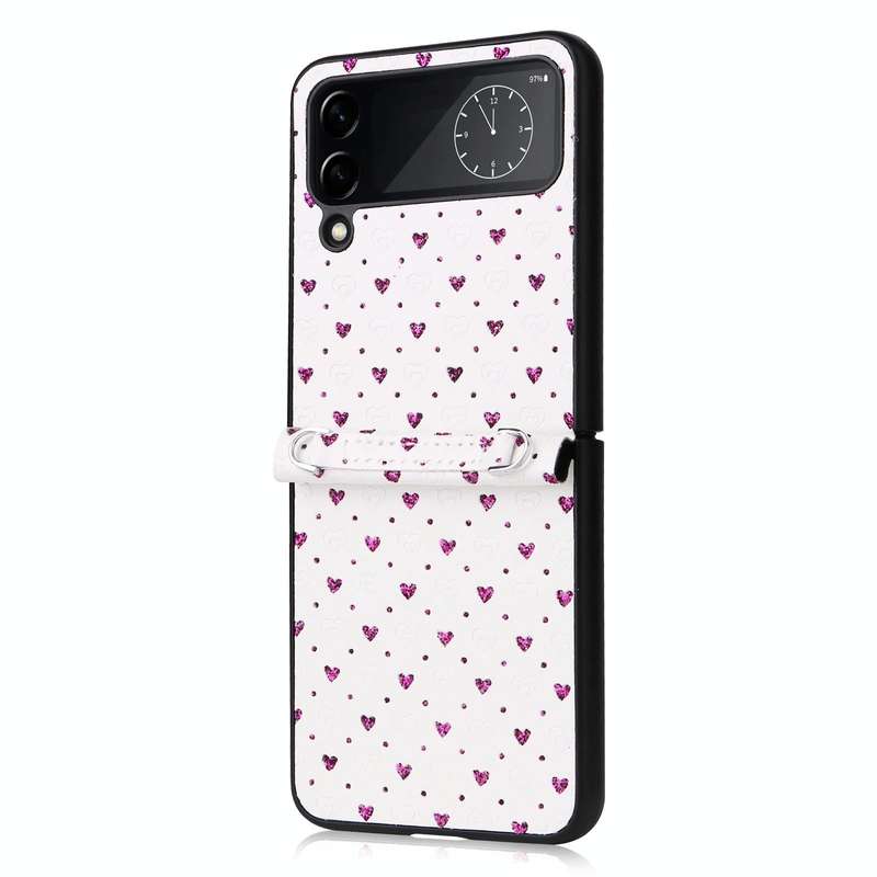 For Samsung Galaxy Z Flip4 5G Colorful Love Lanyard Phone Case(Purple)
