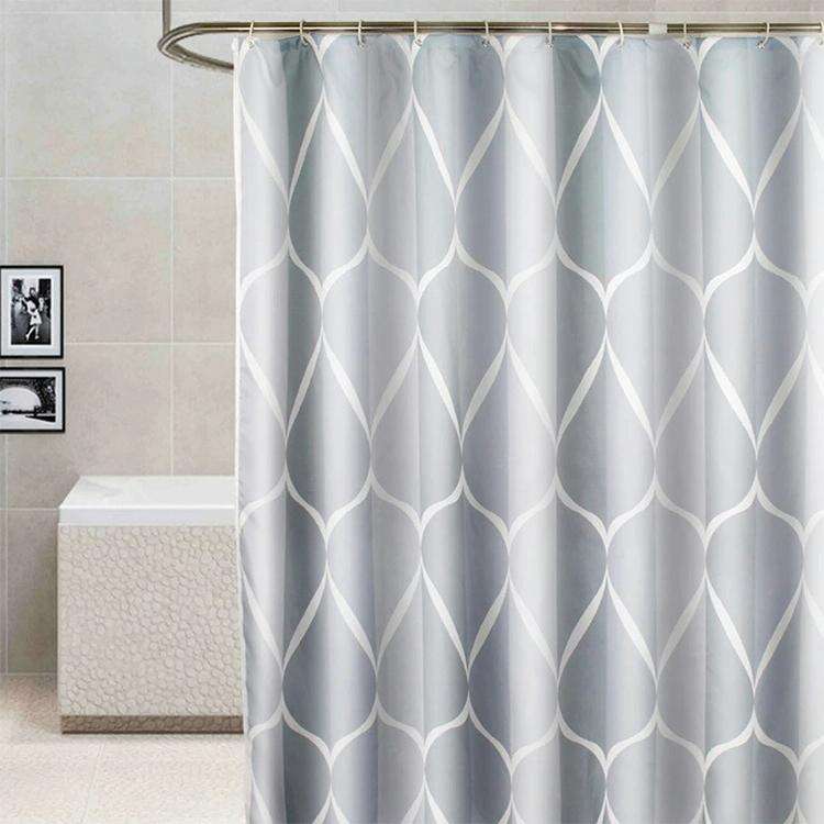 Shower Curtain Waterproof Bathroom Geometric Light Grey Bath Curtains, Size:80x180cm