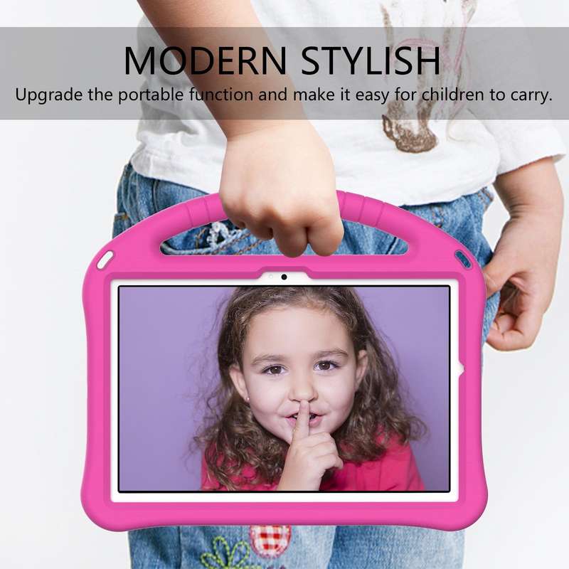 For Samsung Galaxy Tab A8 10.5 2021 X200 / X205 EVA Shockproof Tablet Case with Holder(RoseRed)