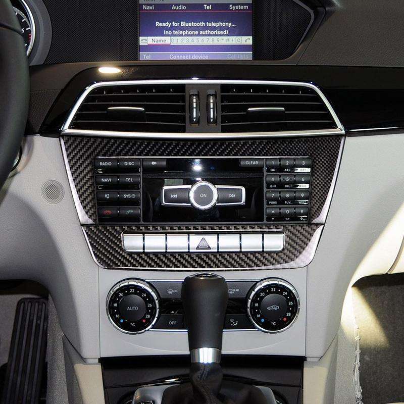 Car Carbon Fiber Central Control CD Panel Decorative Sticker for Mercedes-Benz W204 2011-2013 7-b...