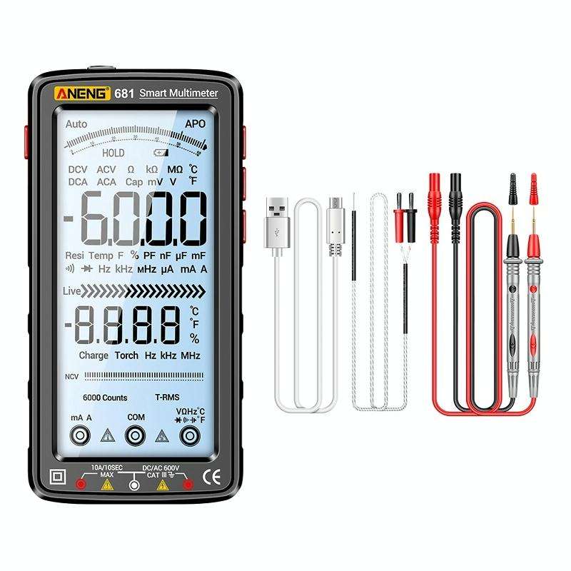 ANENG 681 LCD Digital Display Screen Smart Automatic Range Rechargeable Multimeter(Black)