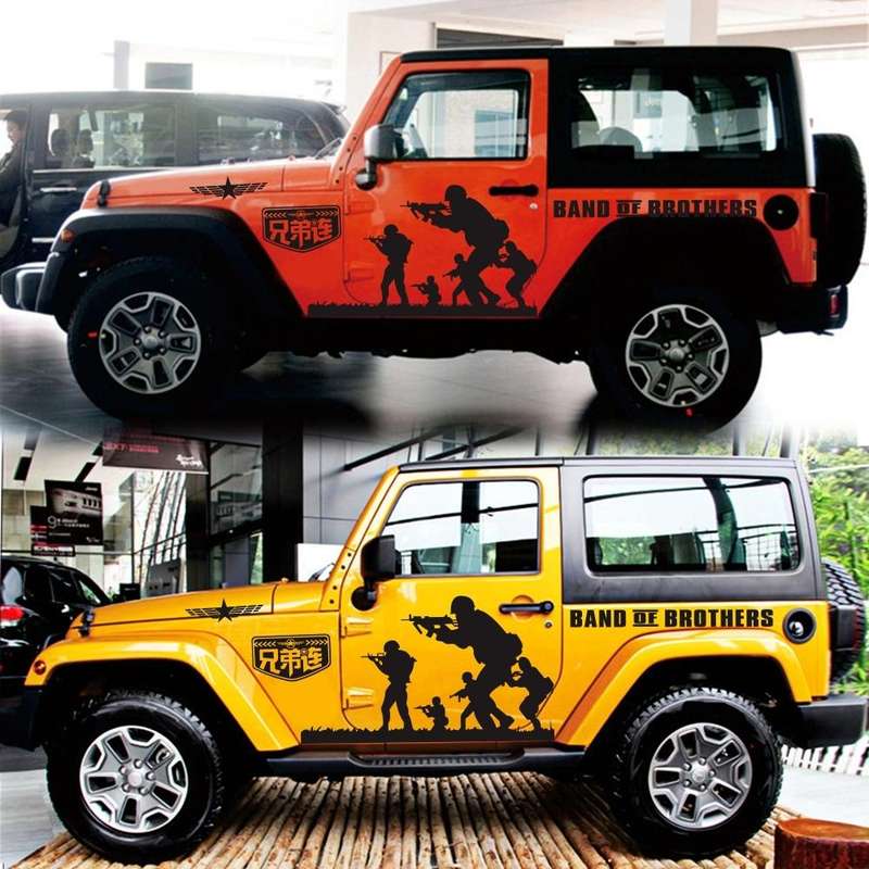 2 PCS/Set D-135 Band of Brothers Pattern Car Modified Decorative Sticker(Black)
