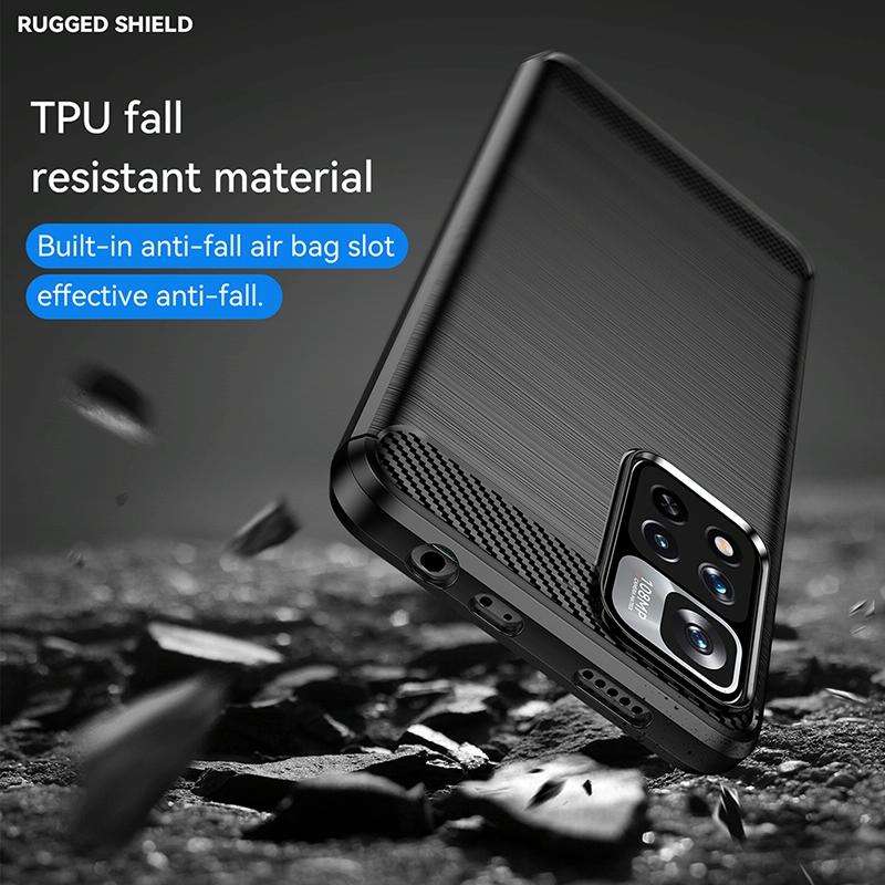 For Xiaomi Redmi Note 11 Pro / Note 11 Pro+ Brushed Texture Carbon Fiber TPU Case(Black)