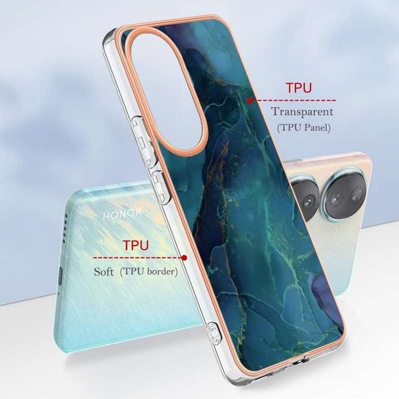 For Honor 90 5G Electroplating Marble Dual-side IMD Phone Case(Green 017)