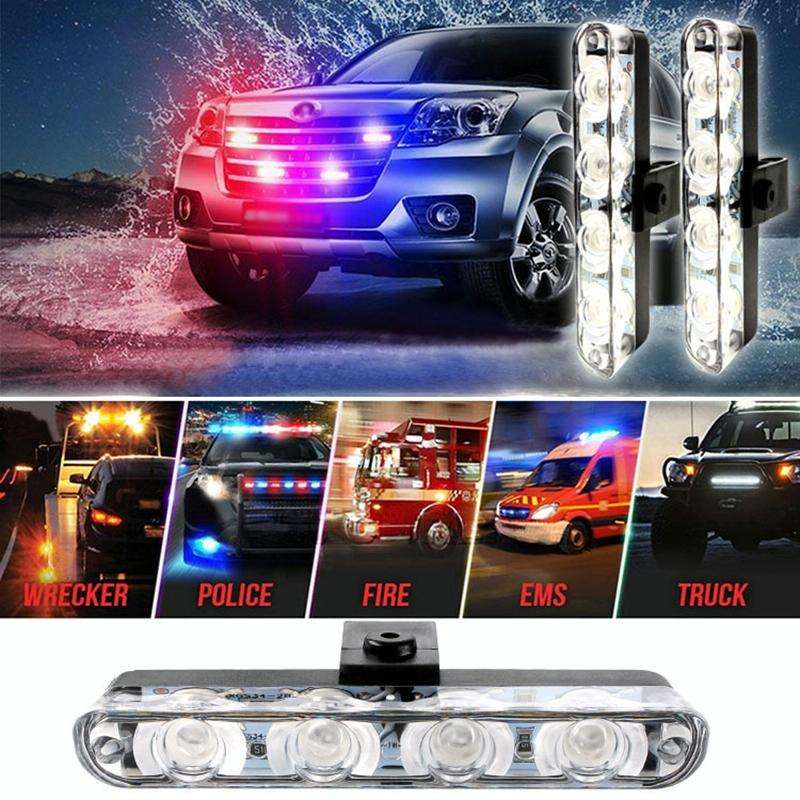 4 in 1 Car 16LEDs Grille Flash Lights Warning Lights with Wireless Remote Control(Blue)