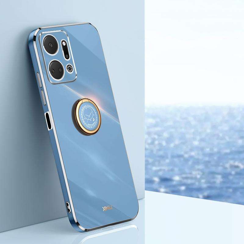 For Honor X7a 2023 XINLI Straight Edge 6D Electroplate TPU Phone Case with Ring Holder(Celestial ...