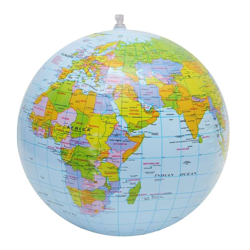 Inflatable Globe World Earth Ocean Map Ball Geography Learning Kids Educational Beach Ball , Size...