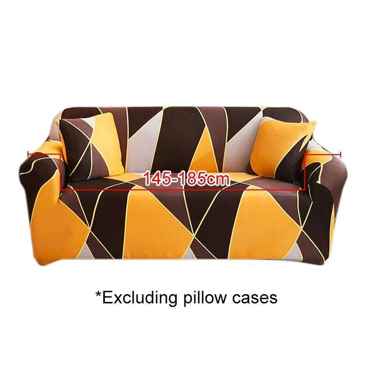 Double Seat Full Coverage Elastic Non-slip Sofa Cover(Geometric Orange)