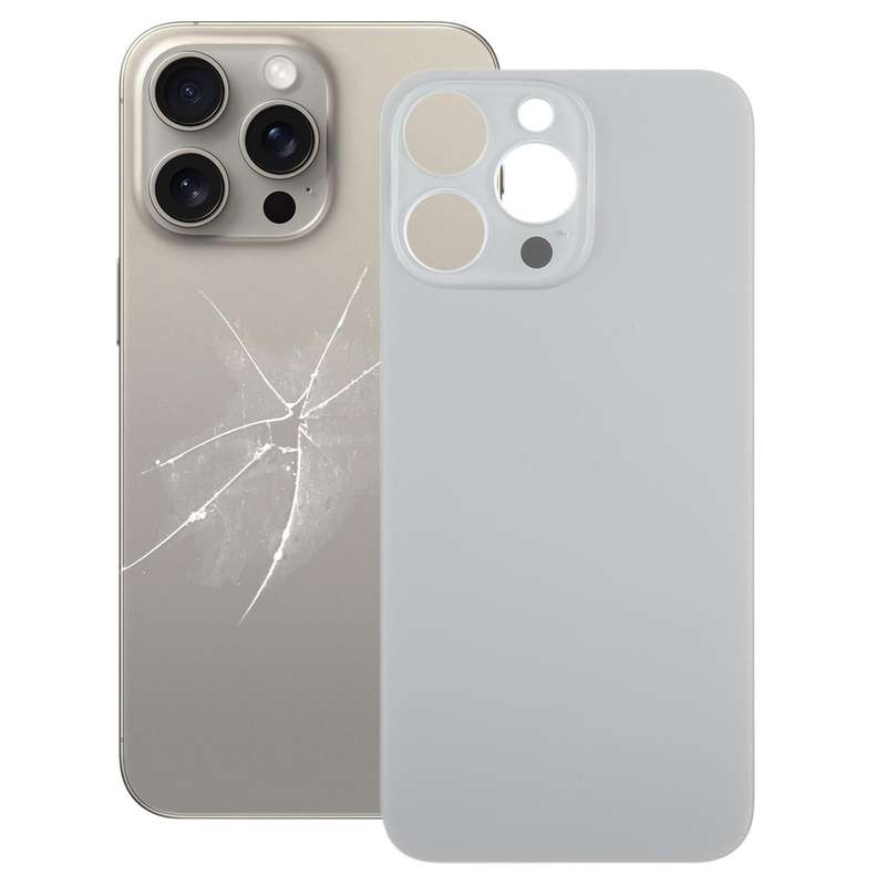 For iPhone 15 Pro Max Easy Replacement Big Camera Hole Glass Back Battery Cover(Titanium)