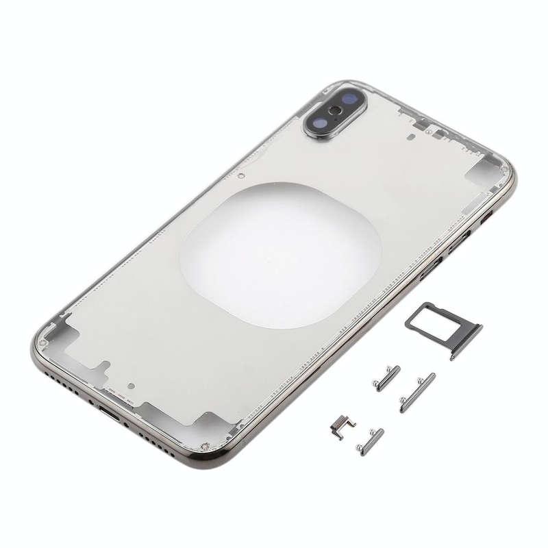 Transparent Back Cover with Camera Lens & SIM Card Tray & Side Keys for iPhone X (Black)