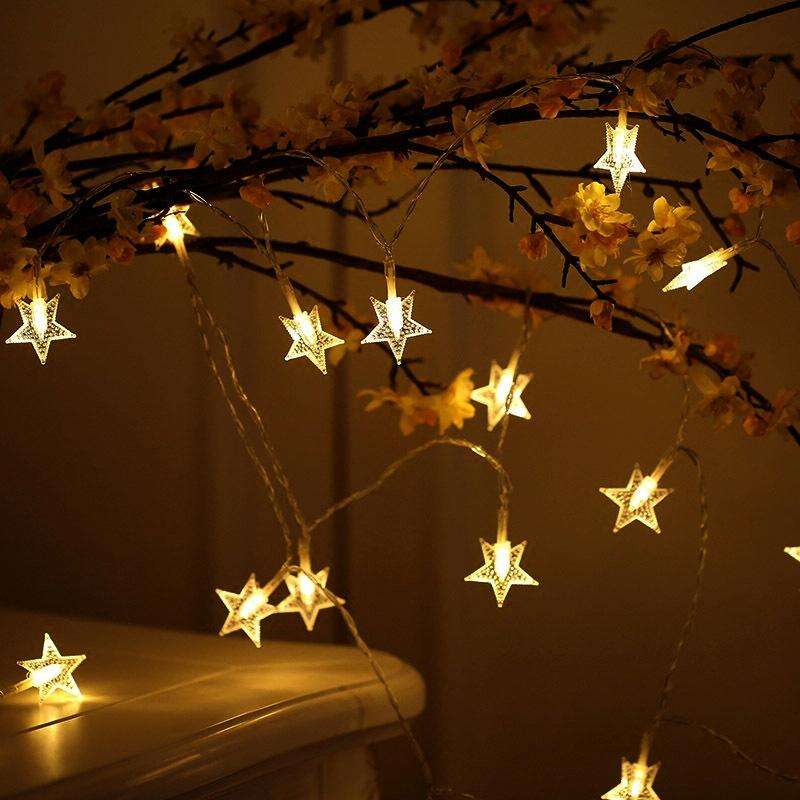 3M Star Copper Wire String LED Lights for Christmas Wedding Decoration, Battery Powered(Warm White)