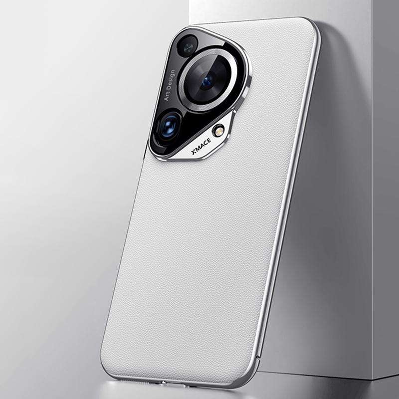 For Huawei Pura 70 Ultra Plain Leather Series Shockproof Phone Case(Silver)