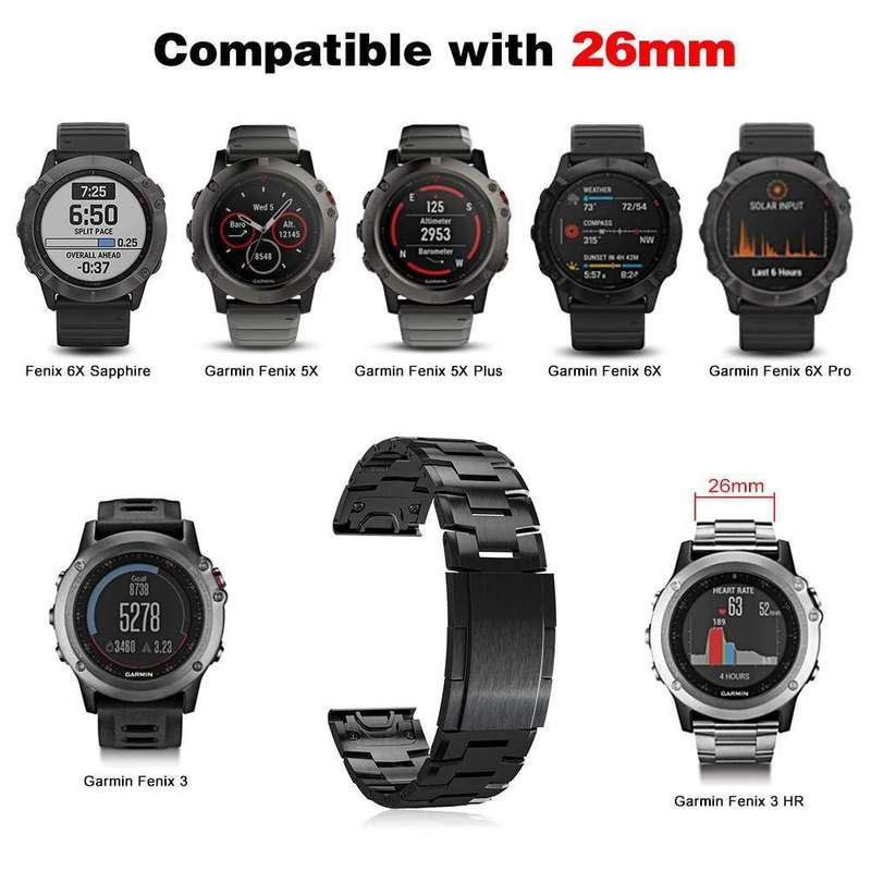 For Garmin Fenix 6X 26mm Titanium Alloy Quick Release Watch Band(Black)
