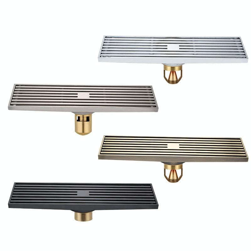 8x30cm Extended Full Copper Strip Floor Drain, Style: K8034 Chrome Plated+5.5 Deep Water Seal