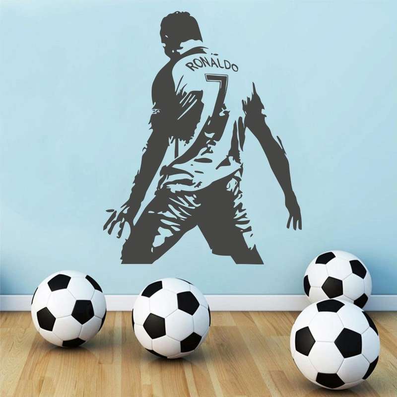 Football Player Action Silhouette Student Dormitory Bedroom Decoration Wall Sticker, Size:Small 4...