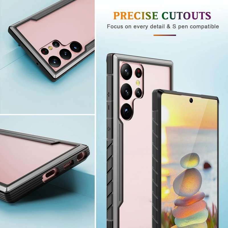 For Samsung Galaxy S23 Ultra 5G iPAKY Thunder Series Aluminum Frame + TPU Bumper + Clear PC Shock...