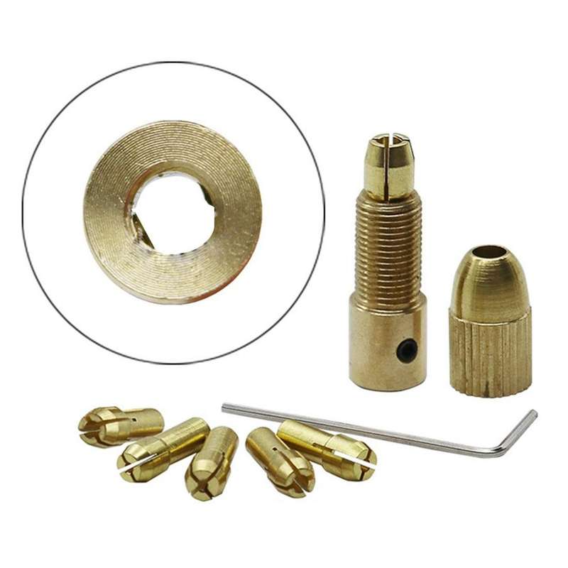 7 PCS/Set Brass 0.5-3mm Small Electric Drill Bit Collet Micro Twist 4.05mm Drill Chuck Set with W...