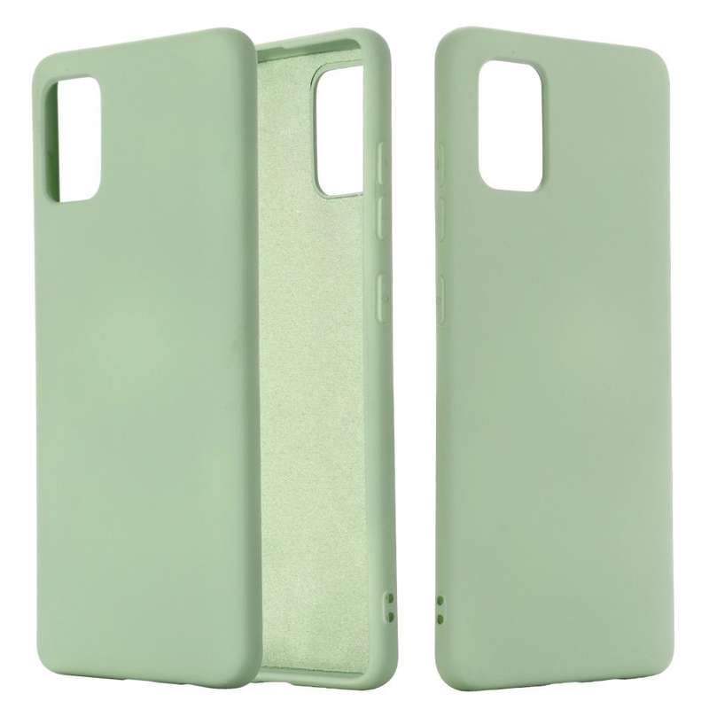 For Galaxy A71 Solid Color Liquid Silicone Shockproof Full Coverage Protective Case(Green)