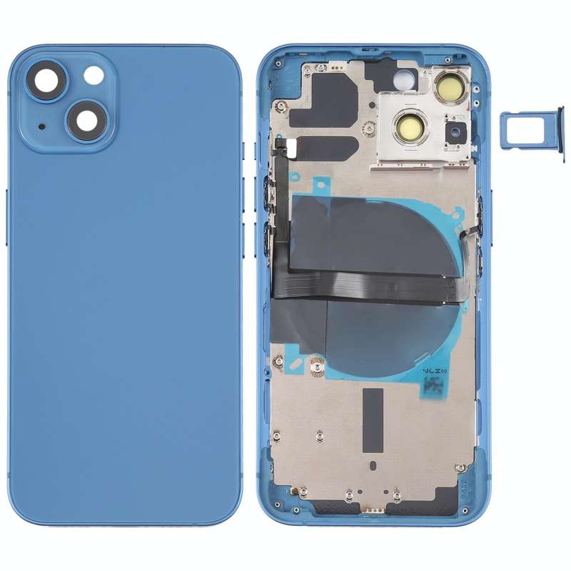 For iPhone 13 Battery Back Cover with Side Keys & Card Tray & Power + Volume Flex Cable & Wireles...
