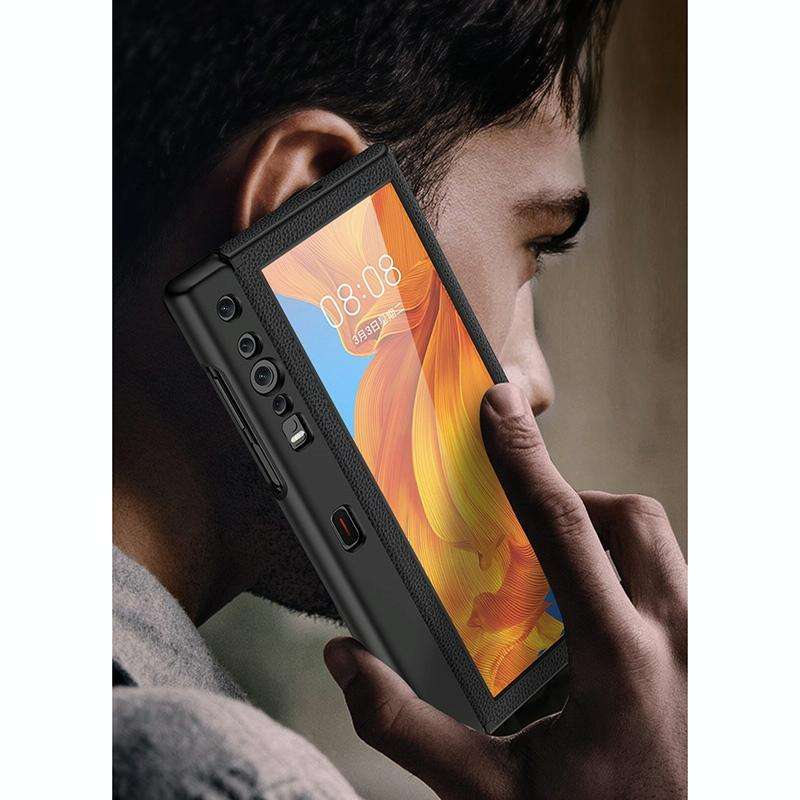 For Huawei Mate Xs GKK Foldable Protective Leather Case + Screen Protector with Holder(Carbon Fiber)
