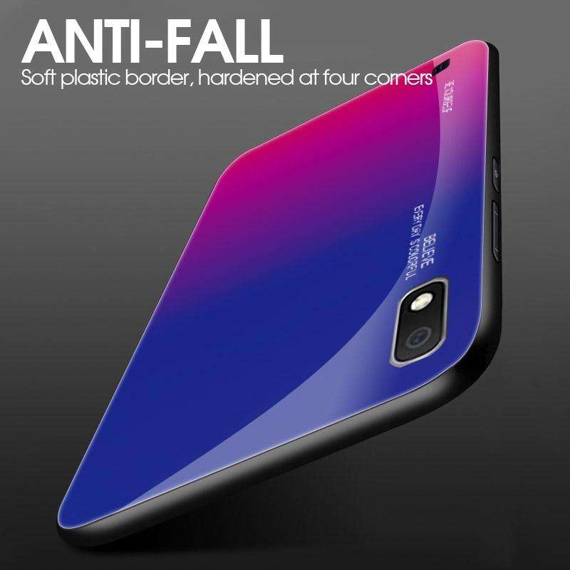 For Galaxy A10 Gradient Color Glass Case(Blue)