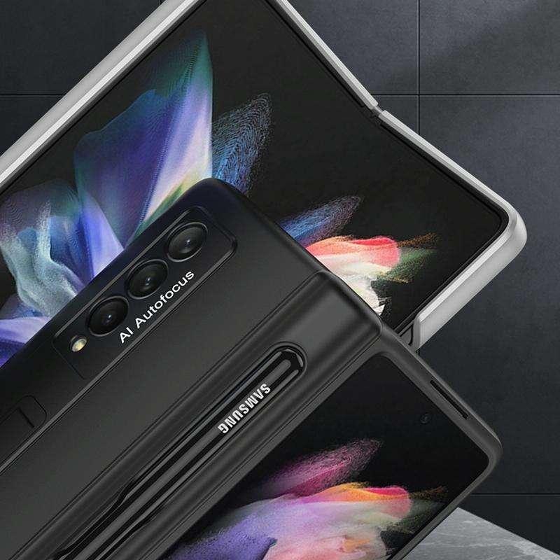 For Samsung Galaxy Z Fold3 5G GKK Magnetic Full Coverage Phone Flip Case with Pen Slot(Dark Green)