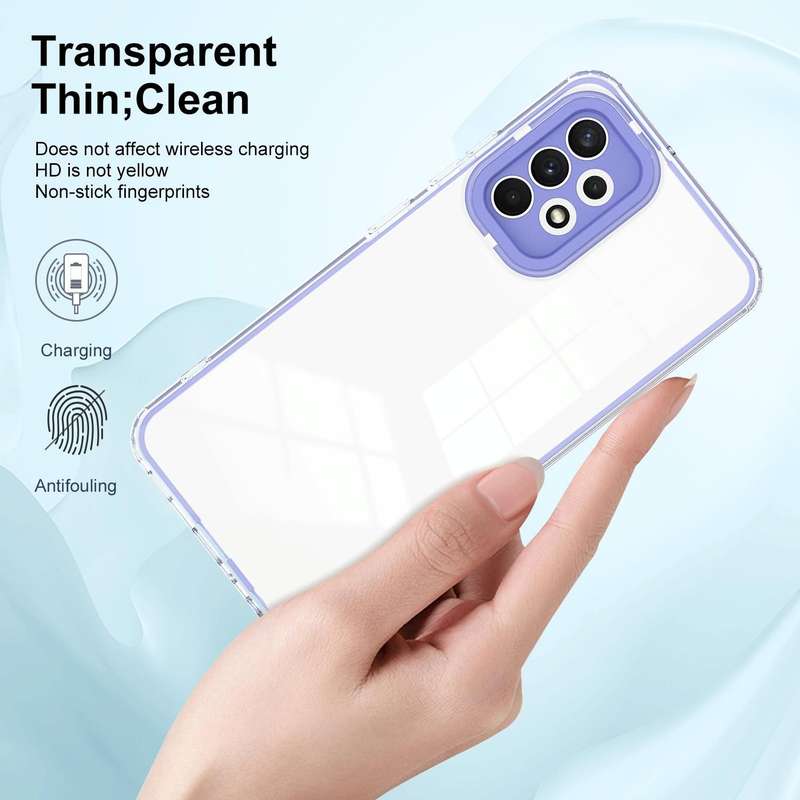 For Samsung Galaxy A33 5G 3 in 1 Clear TPU Color PC Frame Phone Case(Purple)