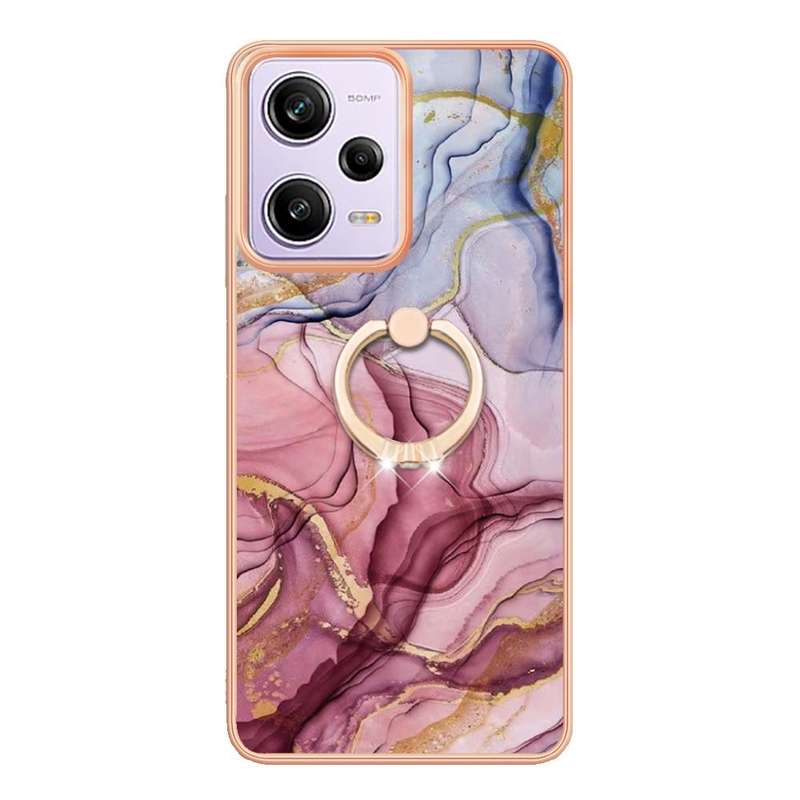 For Xiaomi Redmi Note 12 Pro 5G Global Electroplating Marble Dual-side IMD Phone Case with Ring(R...